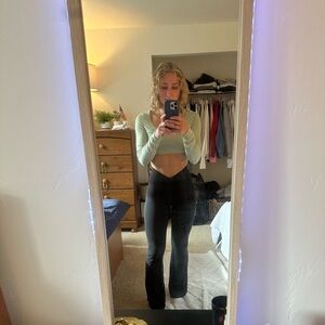 black v lined waist flair pants from airie/american eagle, size XS